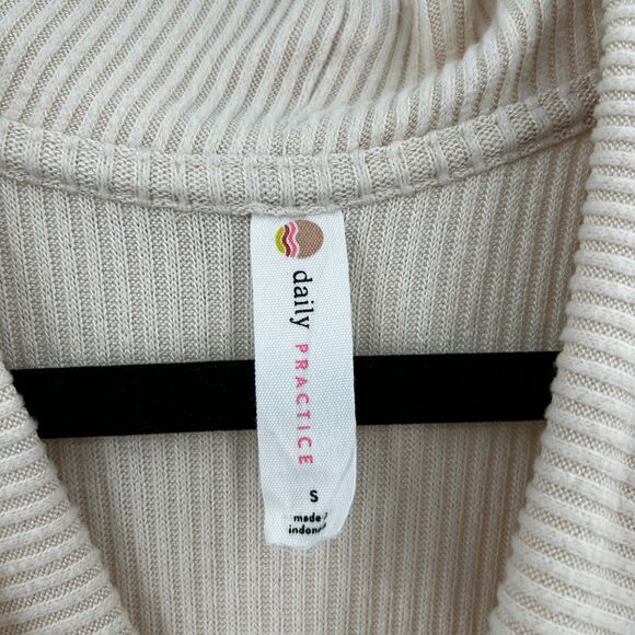 ANTHROPOLOGIE Daily Practice Cream Ribbed Cowl Neck Sweater Midi Dress Small - Picture 11 of 12